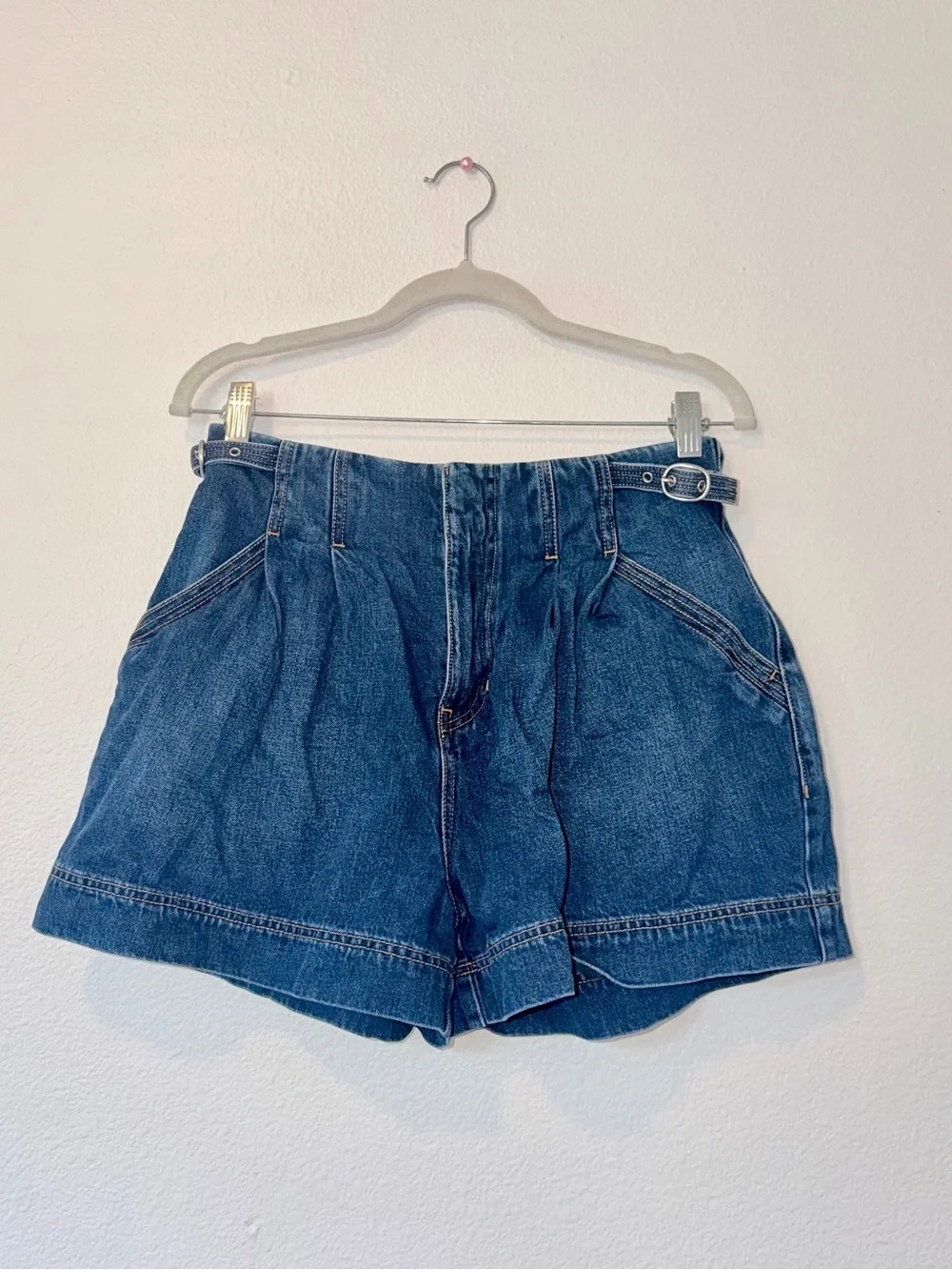 Veronica Beard Dark Blue Denim High-Waist Shorts - Picture 2 of 6